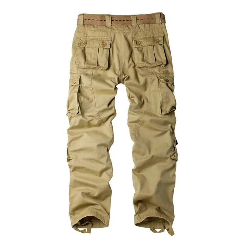 KIDWHXR Men Trousers Vintage Multi-pockets Loose Straight Casual Man Cargo Pant High Waist Outdoor Sport Workwear Male Pant