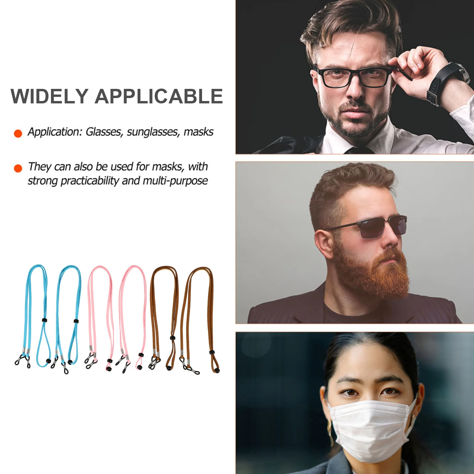

6pcs Glasses Lanyard Strap Adjustable Eyeglass Chain Safety Rope Portable Lightweight Fashionable Daily Convenience Labor
