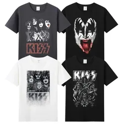 2024 New Kiss Rock Metal Band T-shirt with Printed Cotton Round Neck Short Sleeve T-shirt Hip Hop Men's Street Top T-shirt