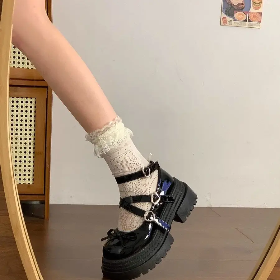 

Women's Sweet Cool Mary Jane Platform Shoes Bow Accent British Style 2026 Spring New Japanese School Versatile