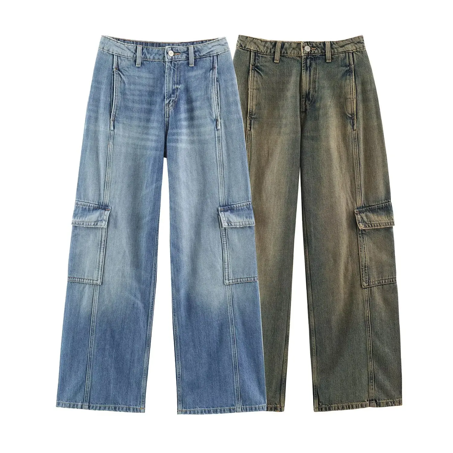 Withered 2027 Woman Clothes American Retro Vintage Women's Jeans Fashion Versatile Mid Rise Denim Pants Women's Denim Pants