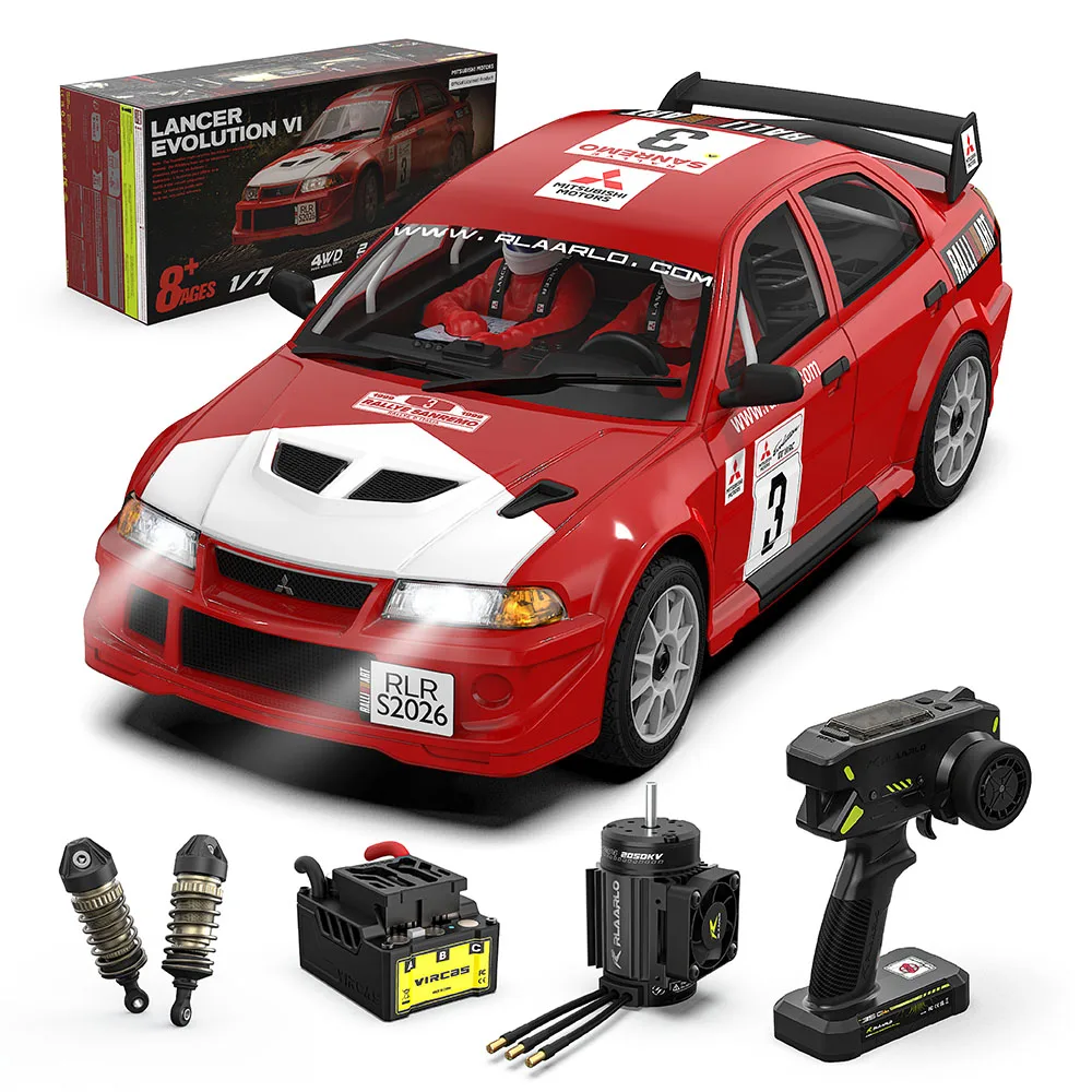 1/7 RC Rally Car 4WD For Mitsubishi Lancer EVO 6.5 Competition Grade Brushless High Speed RTR Remote Control Racing Vehicle
