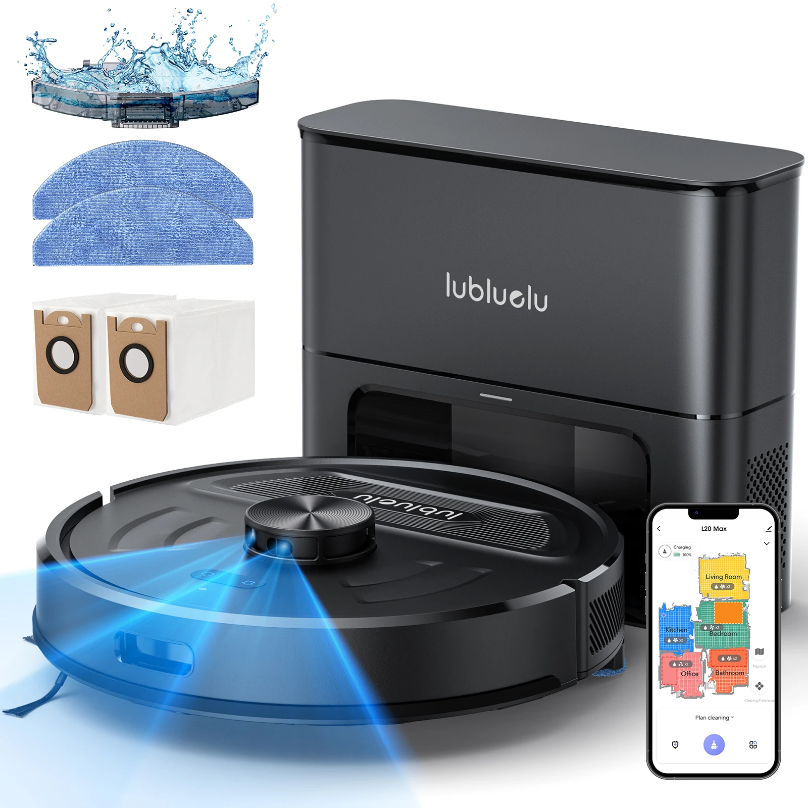 Lubluelu Self-Emptying 3-in-1 Robot Vacuum Mop - 6000Pa Suction LiDAR Navigation Large Dust Bag Auto-Charging Hands-Free 150min Runtime
