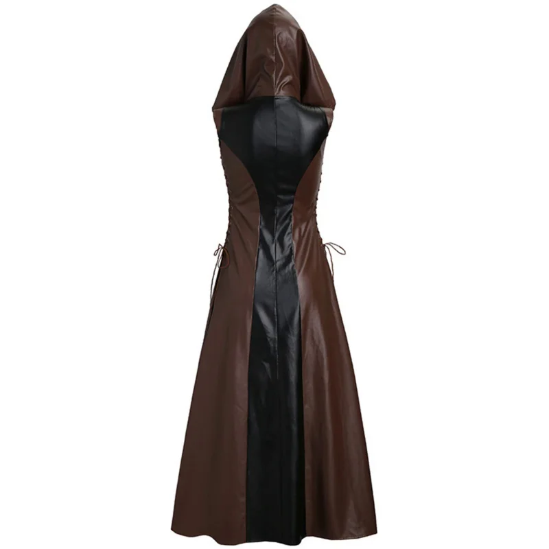 Cosplay bailarino medieval fantasia feminina, disfrez, moda creed, sexy slim com renda, vestido longo de couro, casacos hallow