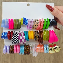 20pcs new kit exaggerated artistic earrings simple and fashionable colorful acrylic resin C-shaped earrings