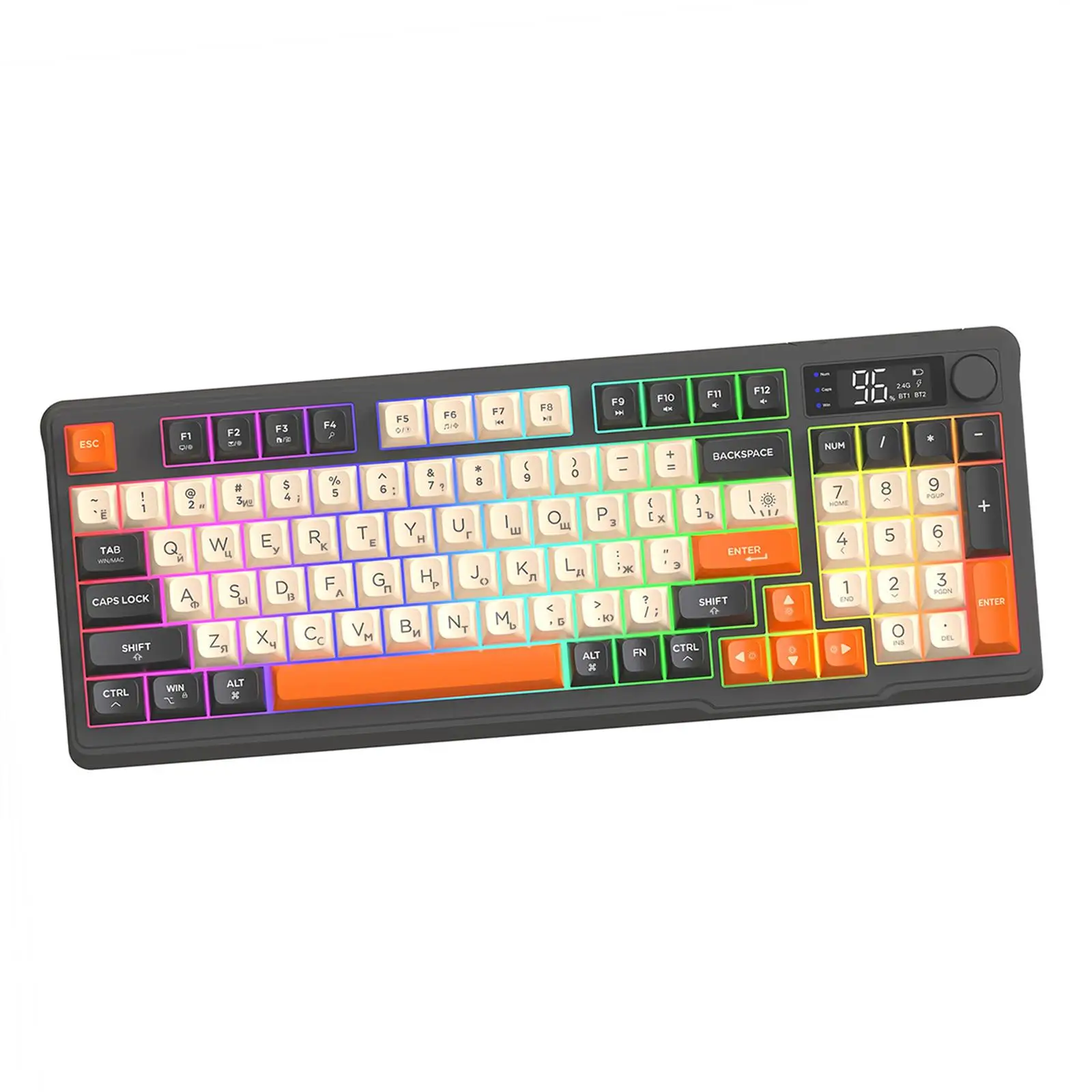Wireless Keyboard Compact Comfortable Rechargeable Russian Mechanical Gaming Keyboard for Computer Desktop Laptop LED Backlit