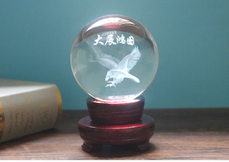 Efficacious HOME family Talisman-TOP COOL animal Arabia Eagle FENG SHUI Figurine 3D Crystal sculpture statue -