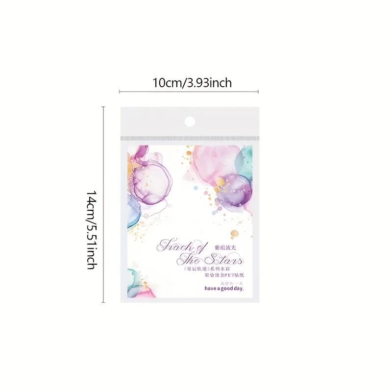 1pc, Stardust Track Series Stickers - Sparkling Gold Foil and Watercolor Splash Design, Suitable for DIY Stickers