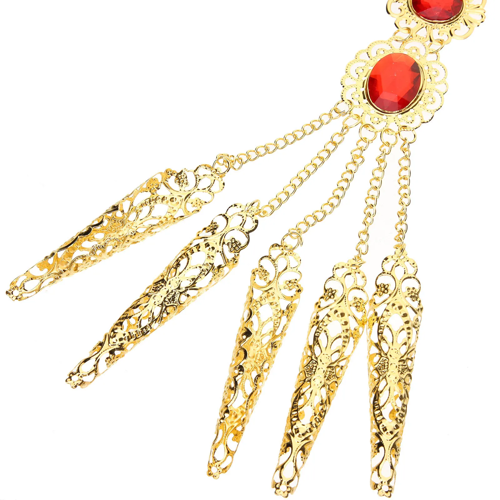1 par de pulseras de danza del vientre con uñas para los dedos, joyería de mano para mujer, accesorios de disfraz, garra de uña egipcia