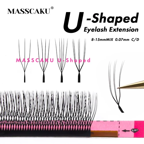 MASSCAKU-extensiones de pestañas en forma de U 3D/4D/5D, longitud mixta, pestañas postizas de visón esponjosas, fáciles de aplicar, pestañas con volumen Maga, venta al por mayor