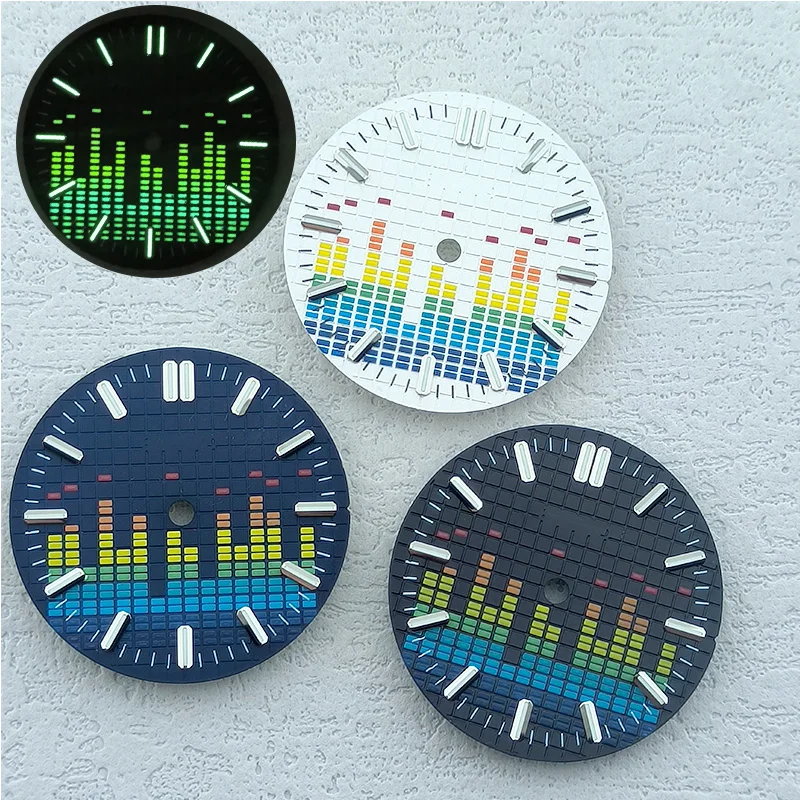 

Циферблат NH35 28,5 мм C3, зеленый светящийся, подходит для механизма NH35/36, индивидуальный логотип, циферблат, стрелки NH35, аксессуары для часов