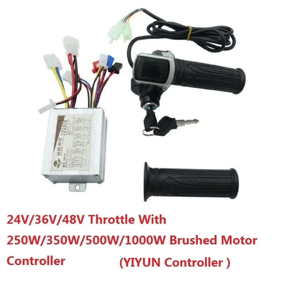 24V/36V/48V Twist Throttle With 250W/350W/500W/1000W Brushed Motor YIYUN YK31C Controller One Set For Electric Scooter E-Bike