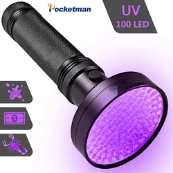 Lampe de poche UV 21/51/100 LED, 395nm, torche ultraviolette, détecteur de lumière noire pour animaux de compagnie secs, Urine, Bug SAF