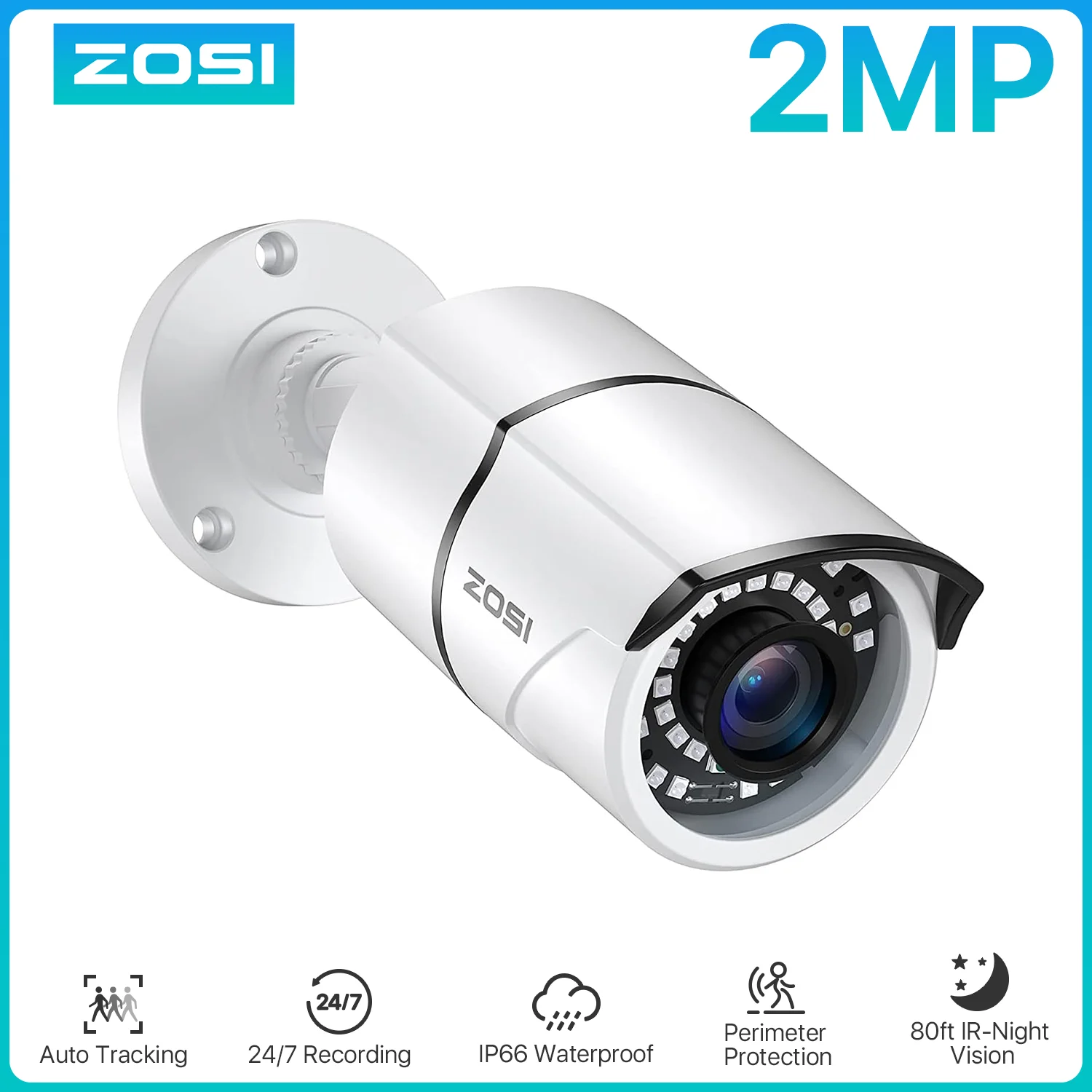 ZOSI 2.0mp 1080P Full HD Surveillance Cameras 4 in1 TVI/CVI/AHD/CVBS strong Infrared Outdoor/Indoor CCTV Security Camera 2MP