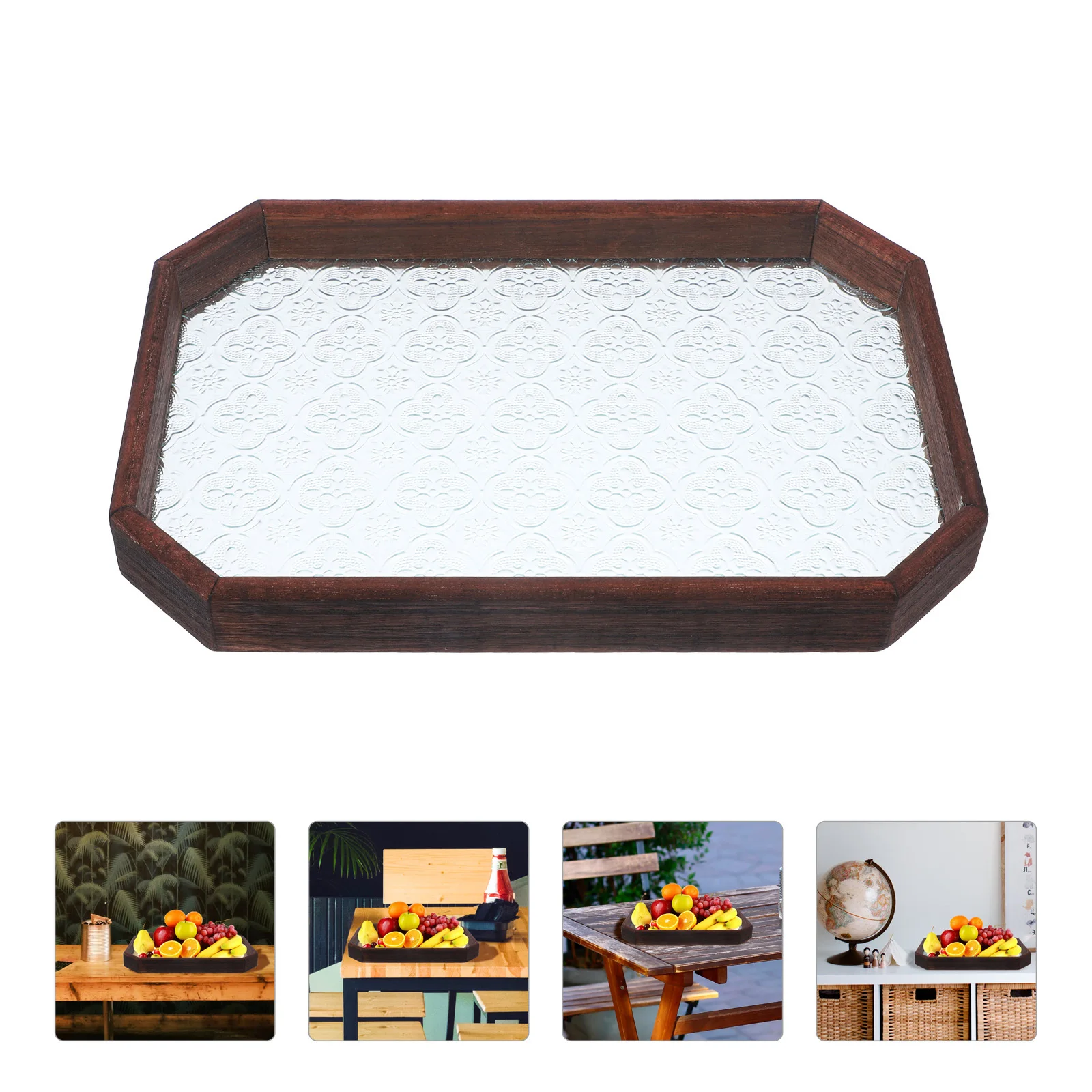 

Wooden Crabapple Flower Tray Vintage Fruit Serving Plate For Candy Dried Nuts Dessert Storage Home Party Snack Tray