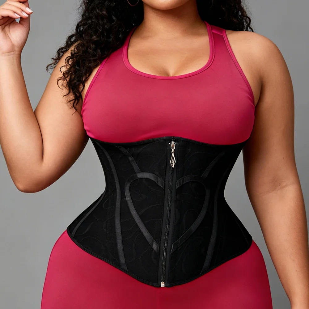Women's 13 Steel Boned Latex Waist Trainer Vest Front Zipper Slimming Tummy Control Corset Straps Body Shaper Hourglass Cincher