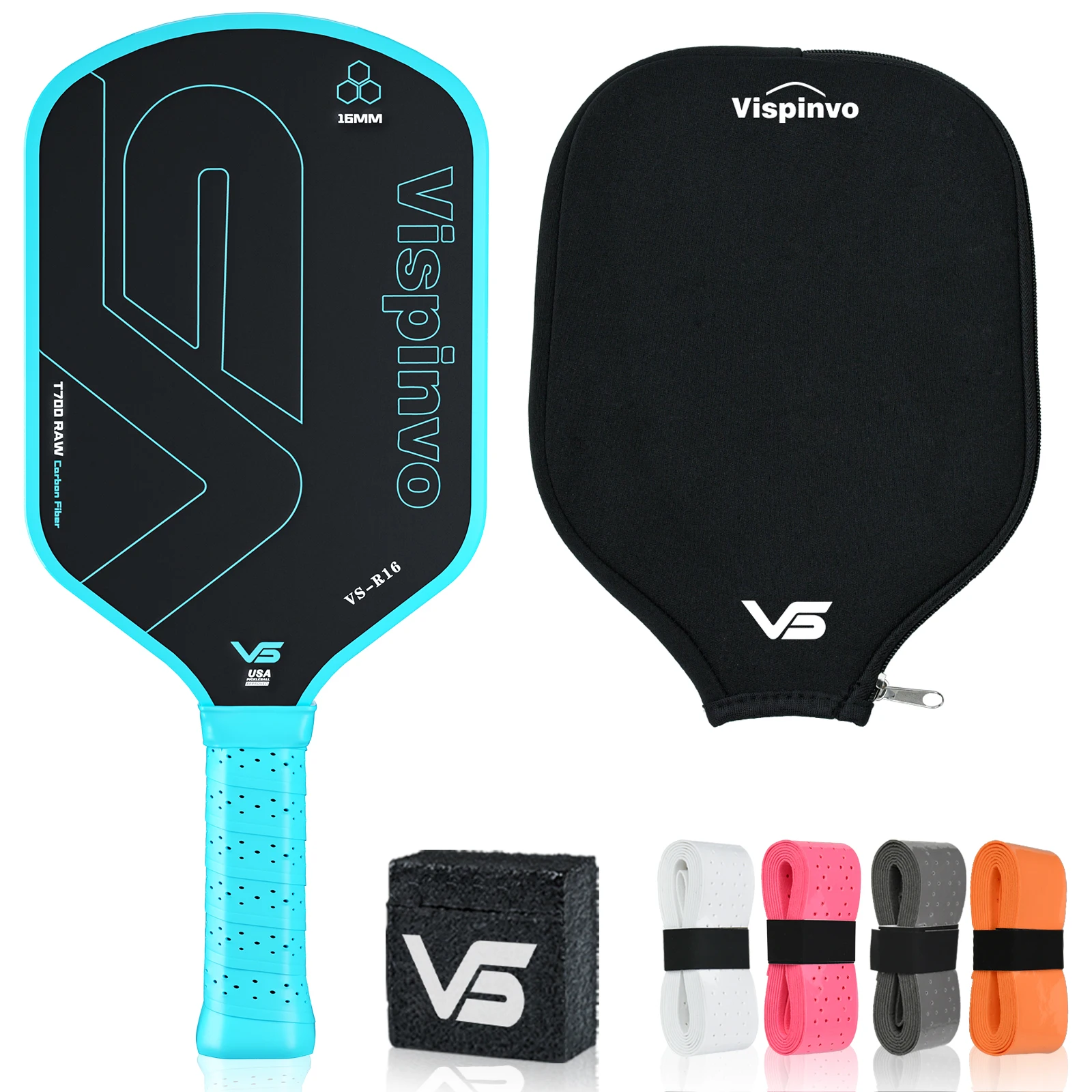 

T700 Carbon Fiber Pickleball Paddle Heat Press Integrated USAPA Certified Gem Blue Gift Box Set for Beginners/Advanced