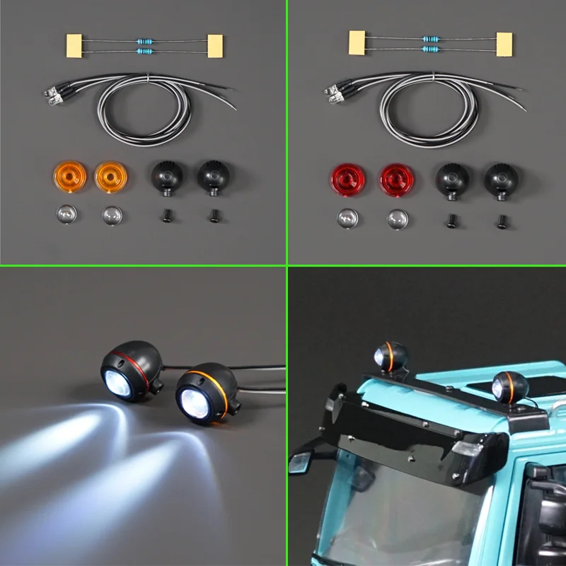2pcs LED Simulation 3V Spotlight for 1/14 Tamiya RC Truck SCANIA 770S R620 VOLVO BENZ Arocs MAN TGX Car Accessories