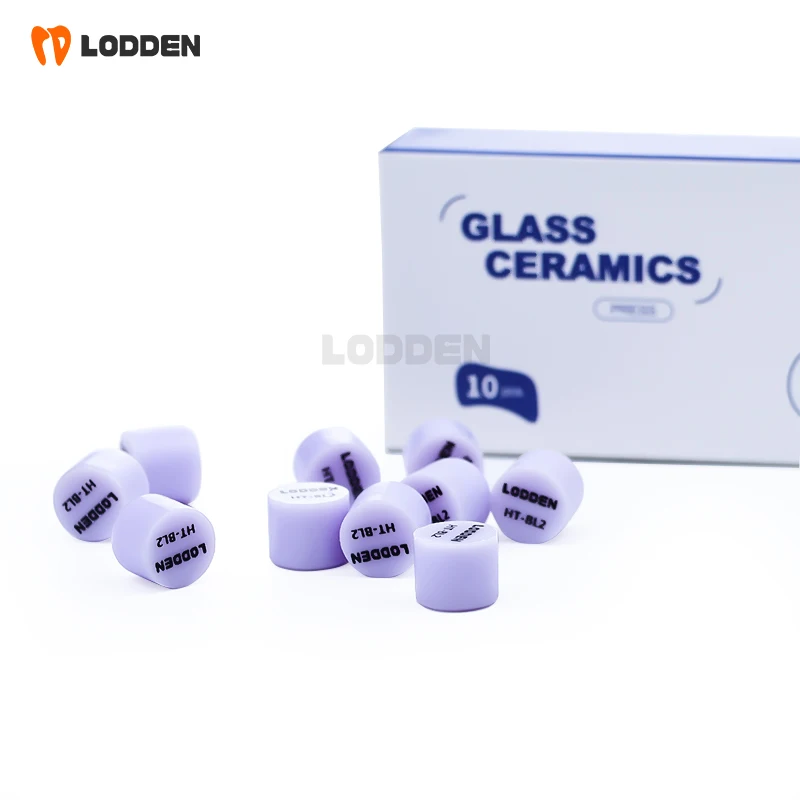 LODDEN 10pcs Lithium Disilicate Purple Press Dental Lab Tablets Glass Ceramic Ingots HT/LT Pressing for Ultra-thin Veneer