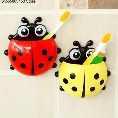 Cute Ladybird Beetle Toothbrush Toothpaste Holder Storage Rack Bathroom Shelves