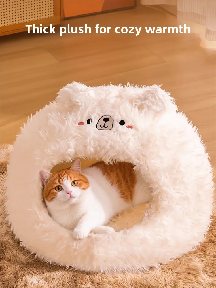 

Plu Enclosed House Multi-Layer Warmth Retention Design for All Seasons Bed S elter for Kittens And Dogs