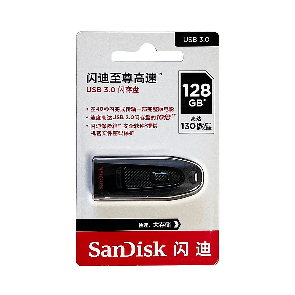 SanDisk Ultra USB Flash Drive 256GB 128GB 64GB Flashdisk 32GB 512GB USB 3,0 Pen Drive 130 MB/s USB Stick para PC/portátil U Disk