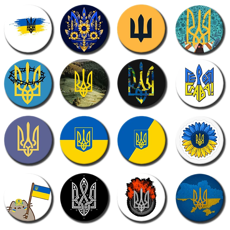 Tryzub Ukraine 58mm Tinplate Coin Badges Personalized Handmade Round Brooches Photo Text Graphic Pins Accessory Gift for Friend
