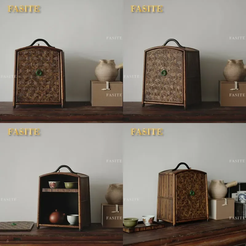 For Bamboo Portable Tea Box Tea Ceremony Utensils Storage Case Travel Tea Art Ware Organizer Natural Eco Friendly Compact
