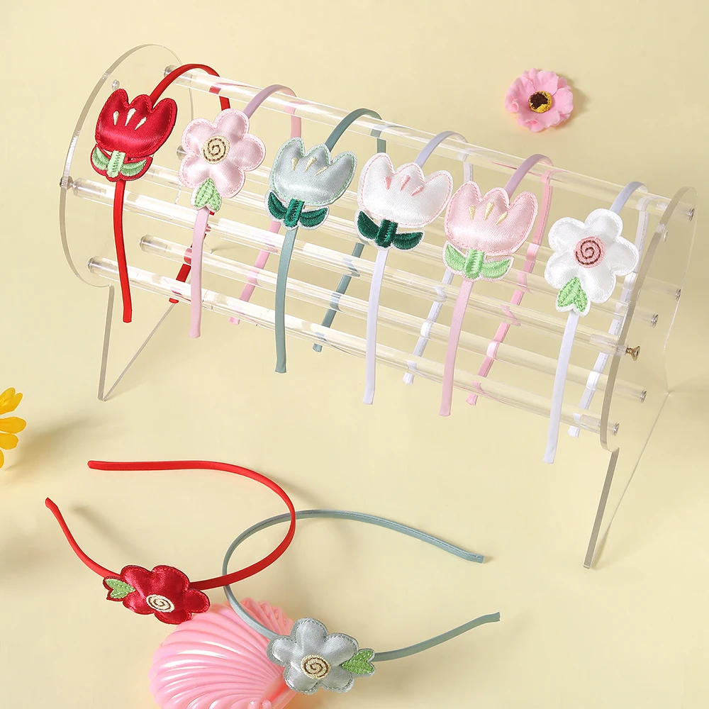 New Tulip Flower Headband Sweet and Cute Children's Hairband Simple and Versatile Pressed Hair Accessories Girl's Headwear