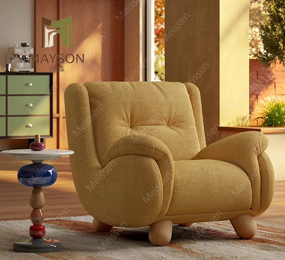 Italian retro, leisure chair modern simple living room single chair balcony bedroom creative lazy sofa chair