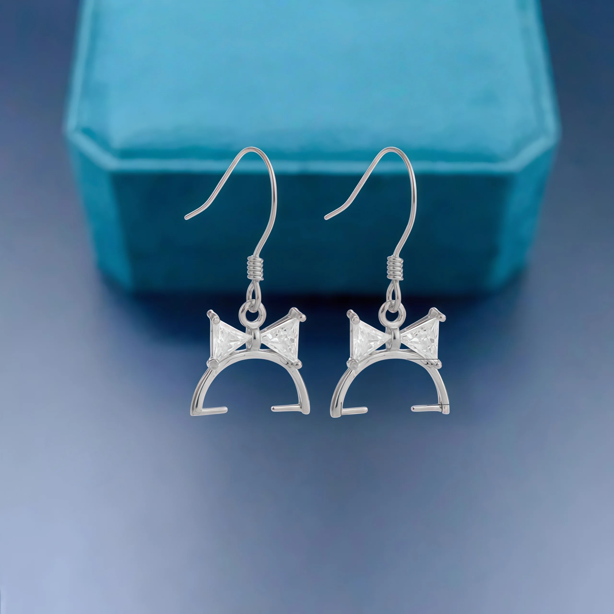 Soporte vacío para pendientes DIY de moda, con aguja de plata de ley S925 para incrustar perlas redondas de 8-10mm, dije fino, joyería de boda para mujer