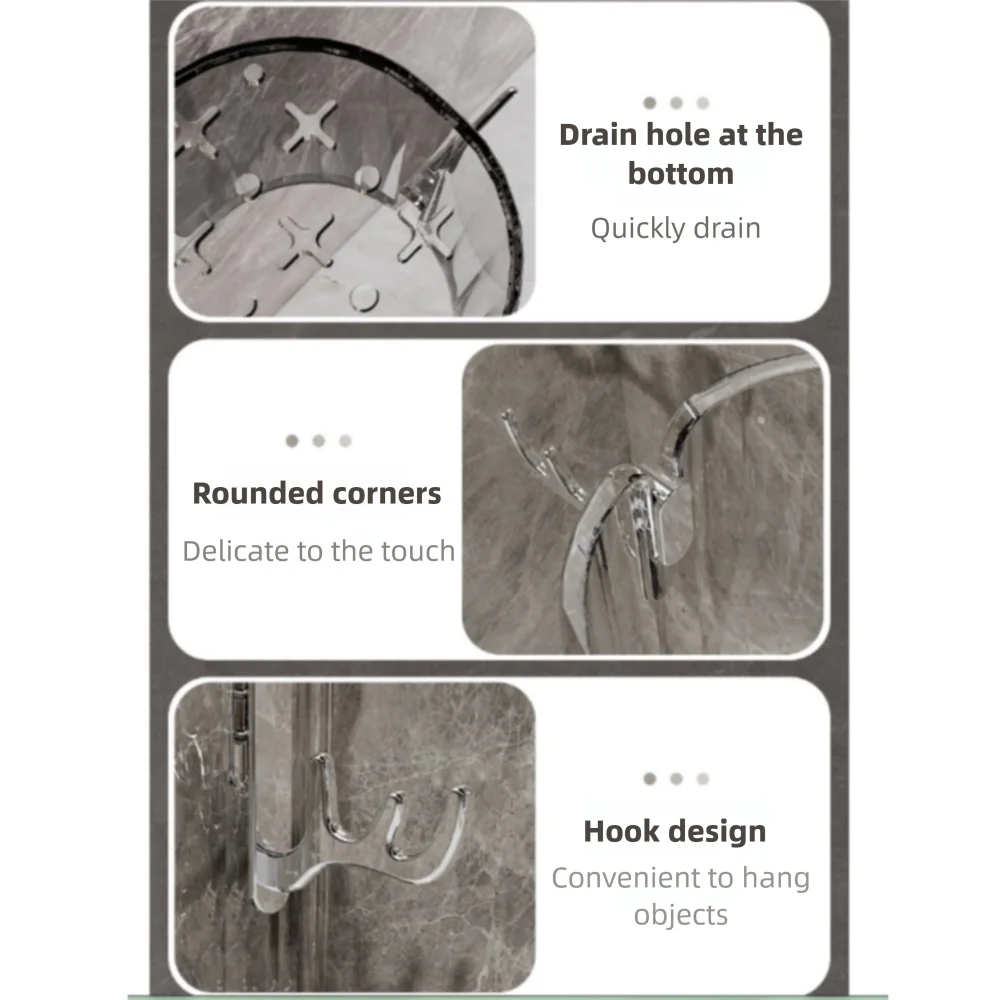 

Легкая роскошная полка для душа на присоске, рога, экономия места, настенная полка для хранения, съемный органайзер, держатель для сливной корзины