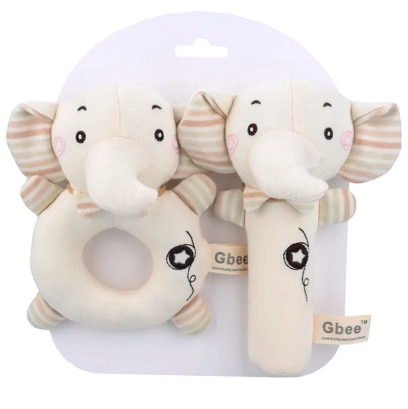 Newborn Baby Rattles Cartoon Rabbit Bear Grab Ability Training Toys Infant Stroller Bed Hanging Bell Plush Dolls 0-12 Months