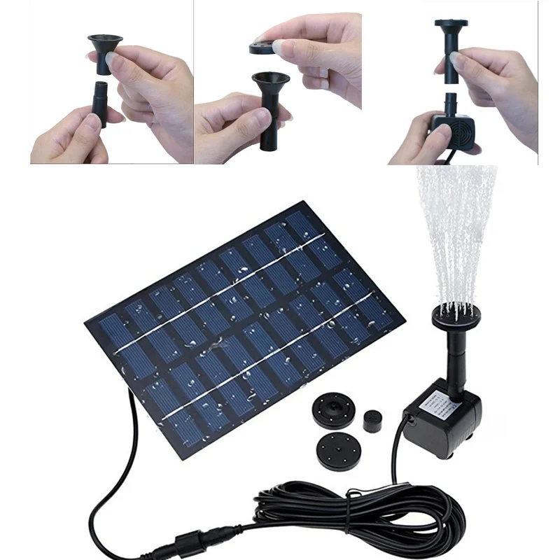 

1.8W Solar Water Pump Outdoor Fountain Kit Multiple Spray Heads for Pond Pool Aquarium Garden Patio Solar Powered Fountain Pump