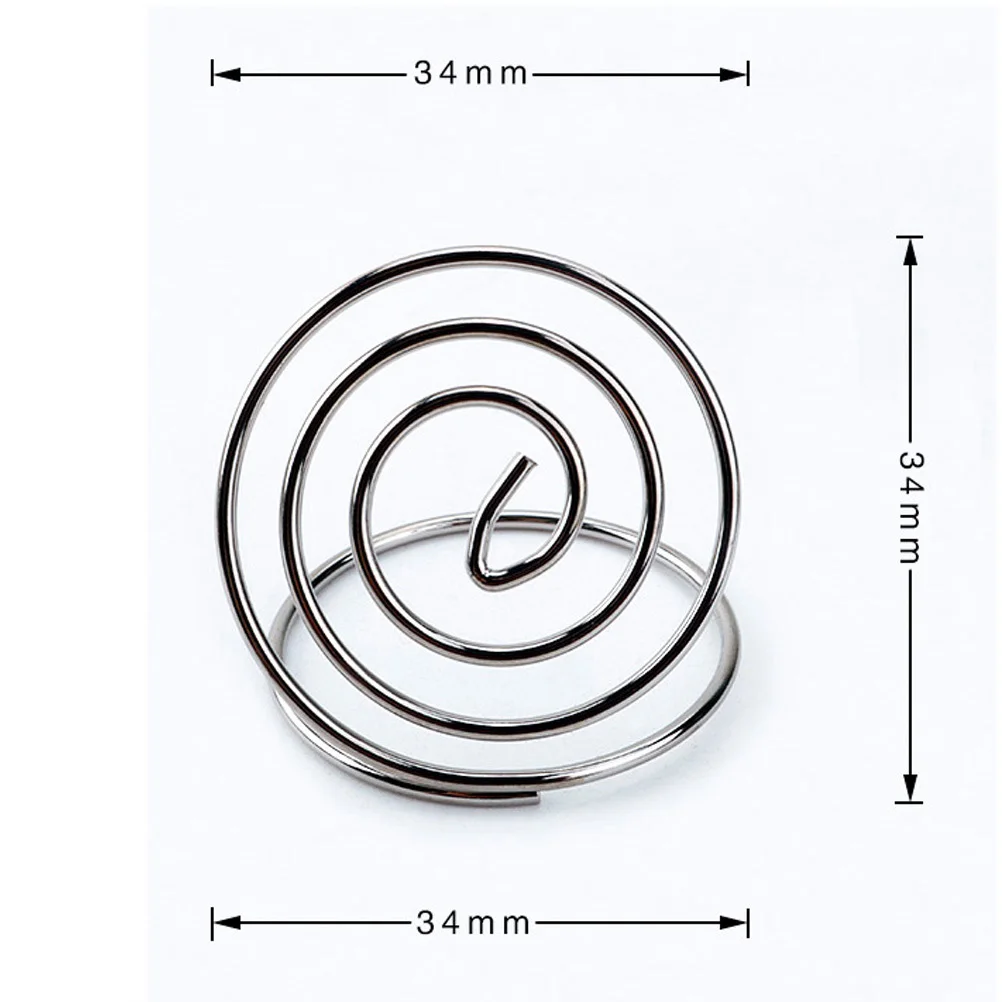 

10 pcs Desktop Photo Clips Silver Heart-Shaped Spiral Base Table Number Holders For Wedding Party Office Name Card Menu Paper