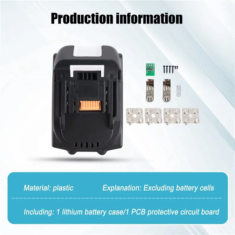 ABUG-3X BL1830 Lithium Battery Case BMS PCBA Balance Charging Protection Board Shell For 18V BL1860B 6.0Ah LED