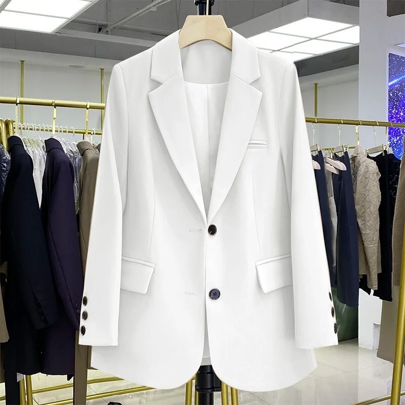 

Повседневная белая женская куртка свободного кроя в корейском стиле, модная, из полиэстера, средней толщины, весна 2023