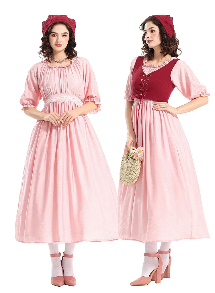 

Cottagecore Pink Milkmaid Costume Dr Women's loween Festival Par Qipao Sle Traditional Chinese Costume Dr