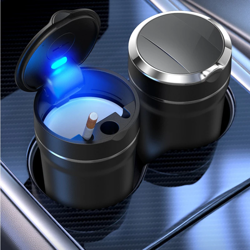 Car Ashtray Ceramic Inner Liner Fashion Creative Car Ashtray High Flame Retardant Car Ashtray Led Light