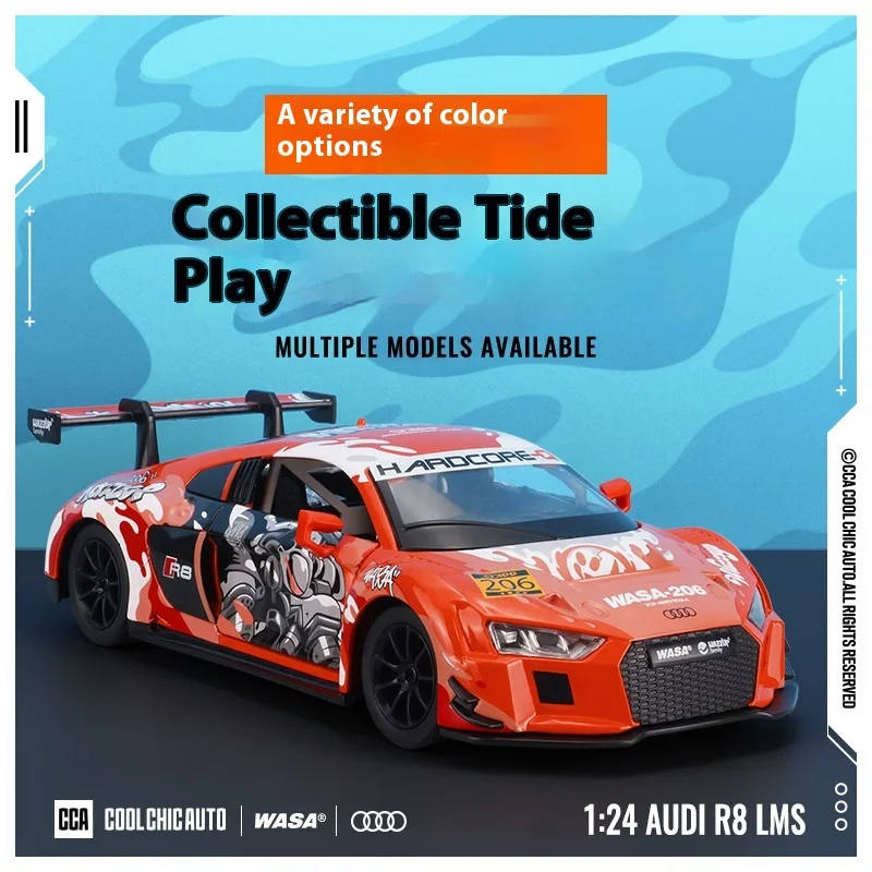 WASA 1:24 أودي R8 LMS نمط مشترك لاتيه الفن Supercar سبيكة دييكاست نموذج سيارة الصوت والضوء بوتيك هواية ديكور تحصيل