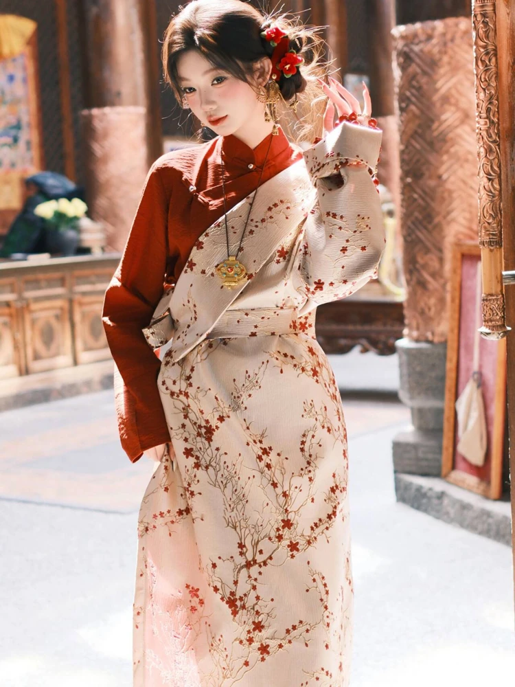 

New Style Tibetan Costume Dance Photography Ethnic Minority Tibetan Clothing Travel Snapshots Fashionable Stage Performance Wear