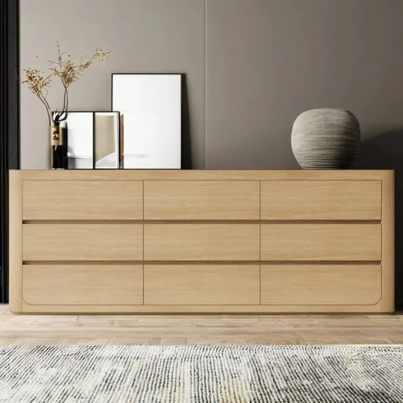 

Modern luxury 9-drawer wooden dresser, oak home furniture, bedroom living room antique style large storage function
