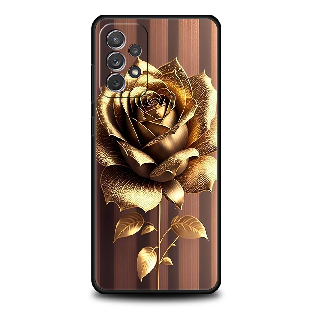 Cartoon Rose Phone Case for Samsung Galaxy A15 A14 A25 A54 A34 A51 A71 A73 A32 A52 A52S A11 A21S A31 A41 5G Soft Shell Capa Bags