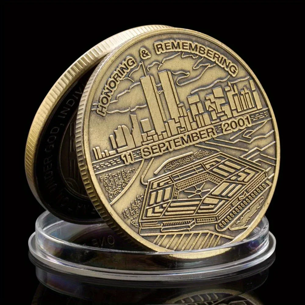 Honoring and Remembering 11 September 2001 Souvenir Coin World Trade Center Never Forget Bronze Plated Challenge Coin