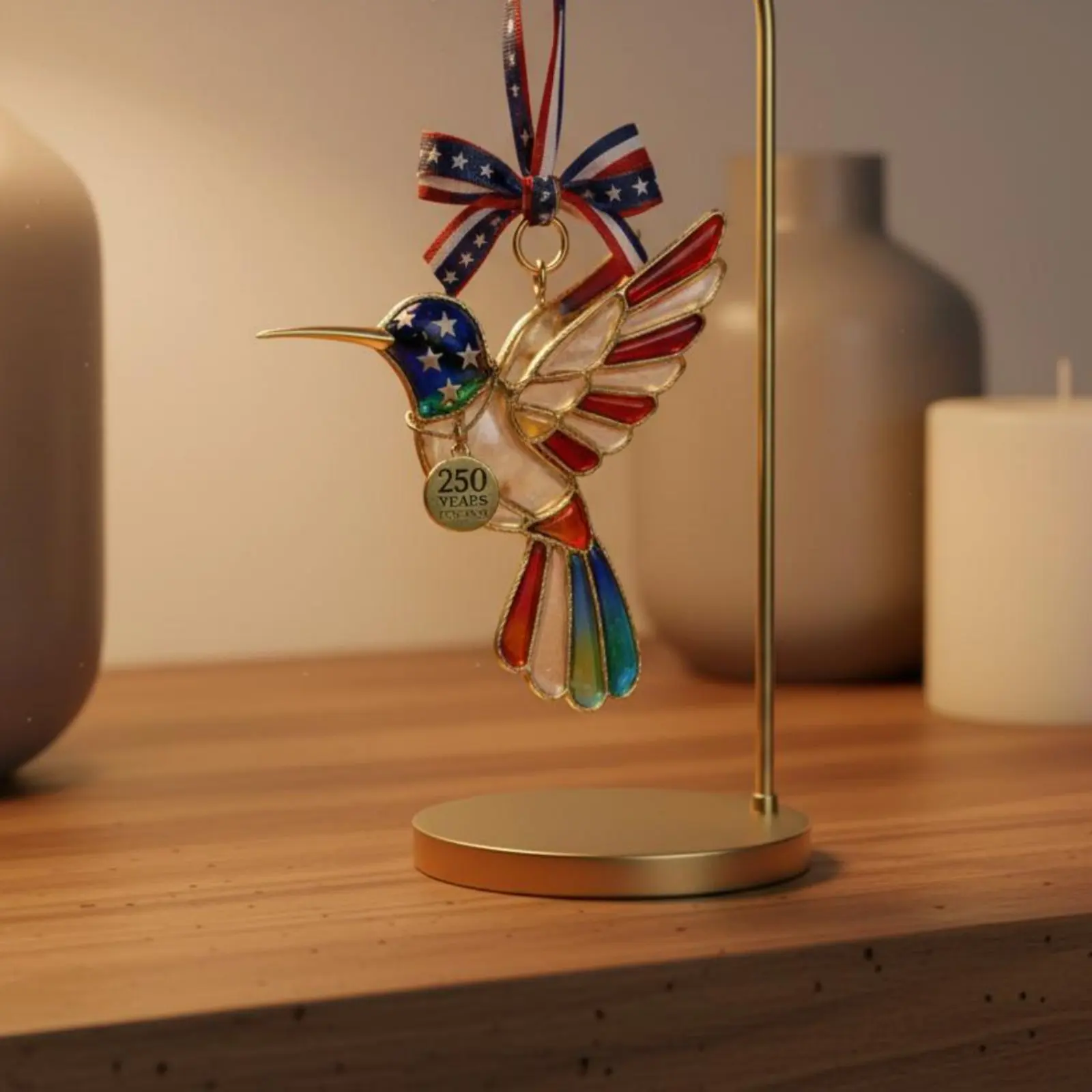 

Hummingbird Ornament Lightweight Patriotic Bird Ornament Hanging Hummingbird Decoration Shiny Crystal-Like Clarity
