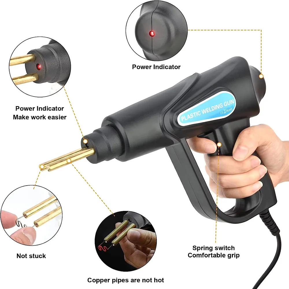 Mesin Stapler Panas Pokok Plastik Tukang Las Plastik PVC Mesin Perbaikan Bumper Kit Perbaikan Besi Solder untuk Pistol Mobil
