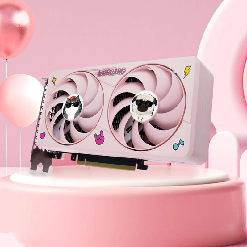 colaboracao asl com supremo cat nvidia geforce rtx 4060 8gb gddr6 pci e 40 brand novidades pink pc gaming placa grafica placa de video 01