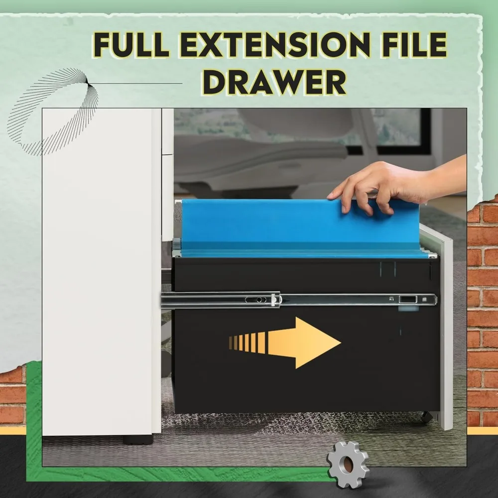 3-Drawer Slim Vertical File Cabinet, Fully Assembled Except Casters, Legal/Letter Size