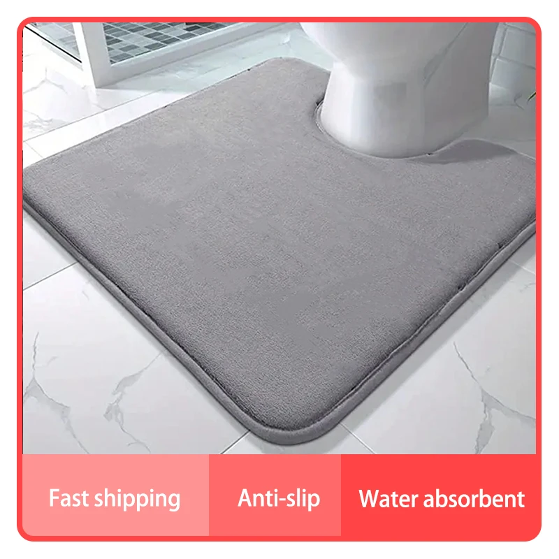 Large size bathroom mat U-shaped bathroom carpet water absorbing and non slip toilet mat home decoration