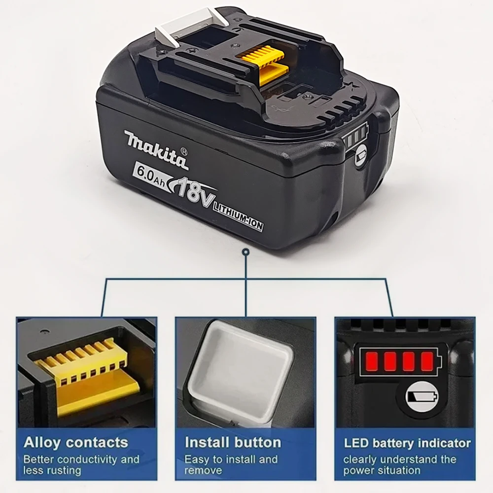 Makita 18V 6Ah Power Tools Battery ,for Makita 18V BL1830B BL1840B BL1850B BL1860B Replacement Lithium Battery